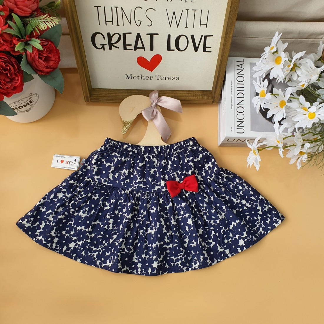 Chân váy hoa có quần cotton bên trong cho bé size 3 -10-CHÂN  VÁY XUÂN HÈ SIZE BÉ - TRUNG