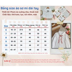 Áo sơ mi trắng dài tay học sinh tiểu học size 6 -10