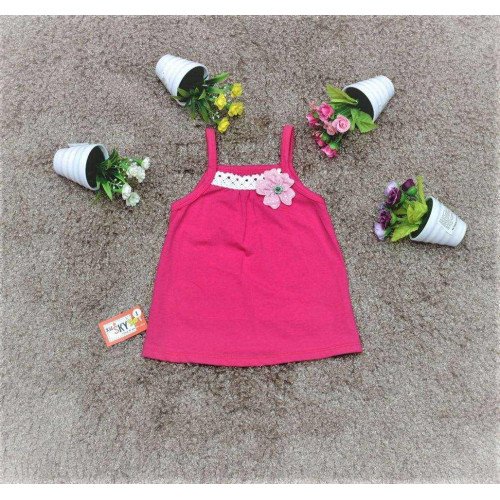 Áo hai dây nơ cotton - A4655-kidsky-bán sỉ Áo hai dây nơ cotton - A4655 Áo hai dây nơ cotton - A4655-