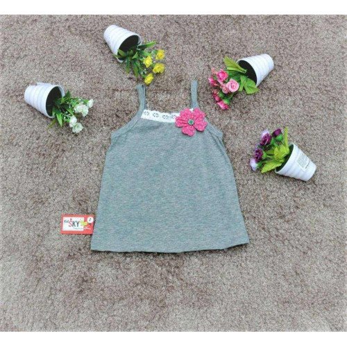Áo hai dây nơ cotton - A4655-kidsky-bán sỉ Áo hai dây nơ cotton - A4655 Áo hai dây nơ cotton - A4655-