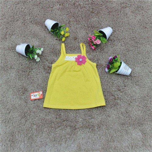 Áo hai dây nơ cotton - A4655-kidsky-bán sỉ Áo hai dây nơ cotton - A4655 Áo hai dây nơ cotton - A4655-