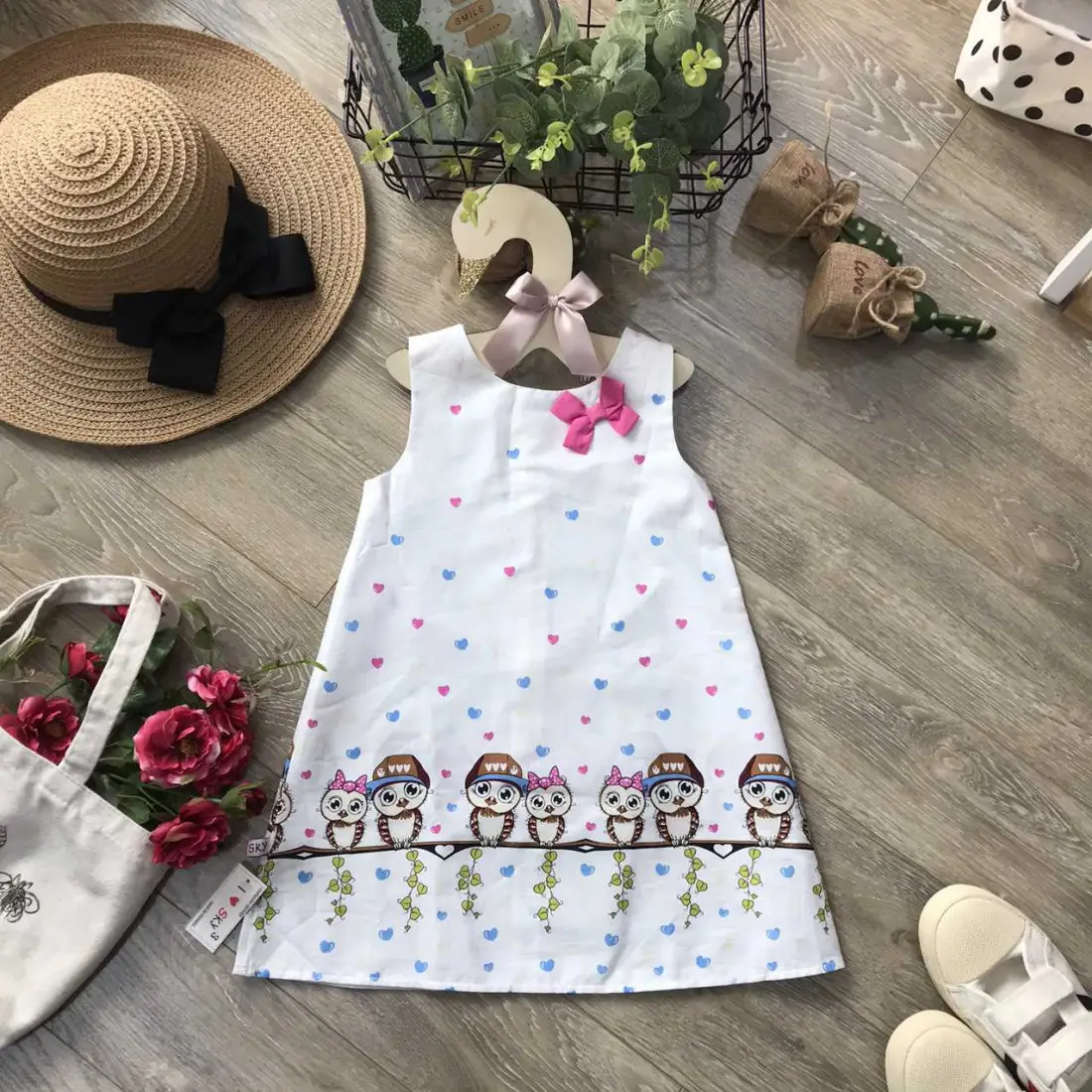 Váy Sát Nách Chân Cú Mèo- V28245-kidsky-bán sỉ Váy Sát Nách Chân Cú Mèo- V28245 Váy Sát Nách Chân Cú Mèo- V28245-