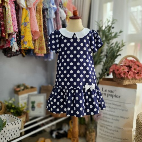 Váy Chấm Bi Đuôi Cá Cổ Sen- V3874-kidsky-bán sỉ Váy Chấm Bi Đuôi Cá Cổ Sen- V3874 Váy Chấm Bi Đuôi Cá Cổ Sen- V3874-