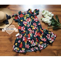 Váy hoa tay trễ vạt lệc size đại S -L