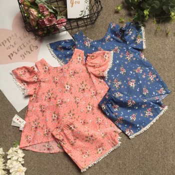 Bộ hoa thô bé gái tay viền ren size 4 -8