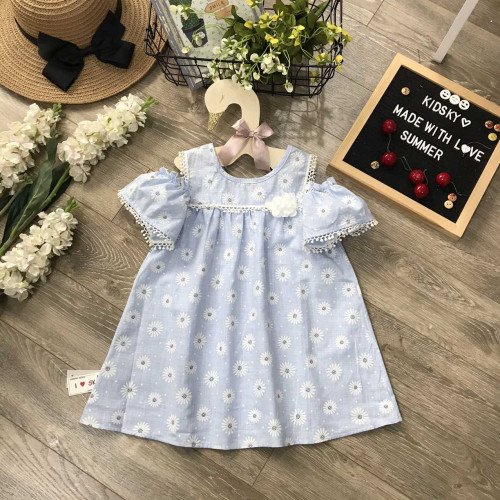 Váy đũi hoa tay ren trễ vai size 4-8 - V49165-kidsky-bán sỉ Váy đũi hoa tay ren trễ vai size 4-8 - V49165 Váy đũi hoa tay ren trễ vai size 4-8 - V49165-