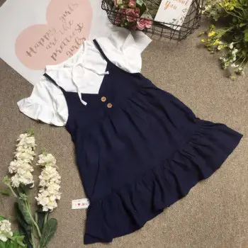 Combo váy yếm đũi tằm kèm áo cotton size 7 -10