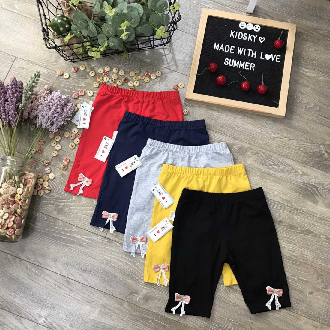 quần legging cotton nơ gấu hè bé gái size 2-8  -LEGN7-