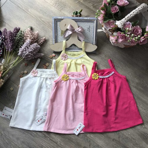 Áo cotton hai dây nơ- A4655-kidsky-bán sỉ Áo cotton hai dây nơ- A4655 Áo cotton hai dây nơ- A4655-