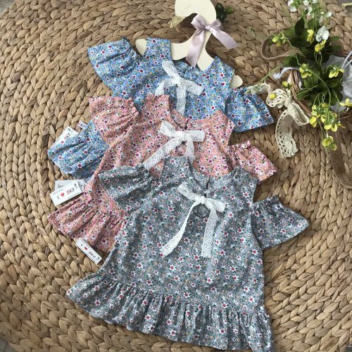 Áo hoa tay trễ bé gái size 2-6 - A50255-kidsky-bán sỉ Áo hoa tay trễ bé gái size 2-6 - A50255 Áo hoa tay trễ bé gái size 2-6 - A50255-