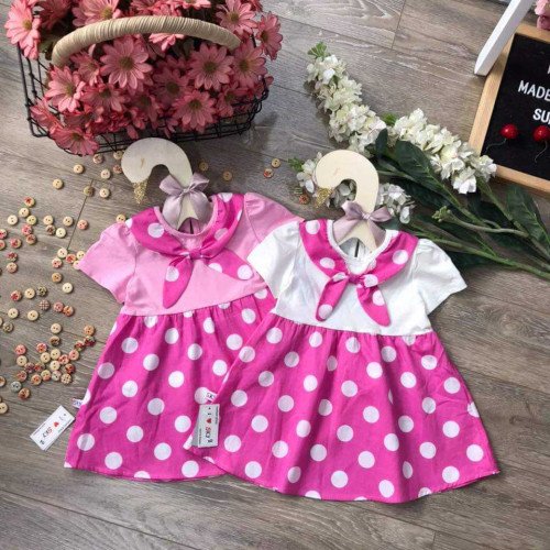 Váy chấm bi cổ nơ size 2-6- v32275-kidsky-bán sỉ Váy chấm bi cổ nơ size 2-6- v32275 Váy chấm bi cổ nơ size 2-6- v32275-VÁY XUÂN HÈ BÉ GÁI