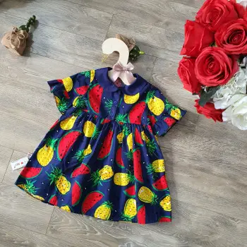 Váy cổ sen in hình trái cây - v22165