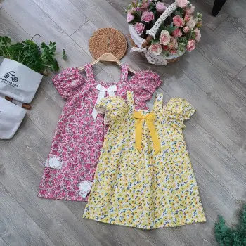Váy hoa 2 dây tay trễ size 2-6