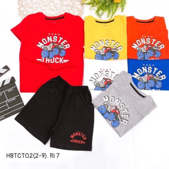 Bộ bé trai cotton in hình oto MONSTER