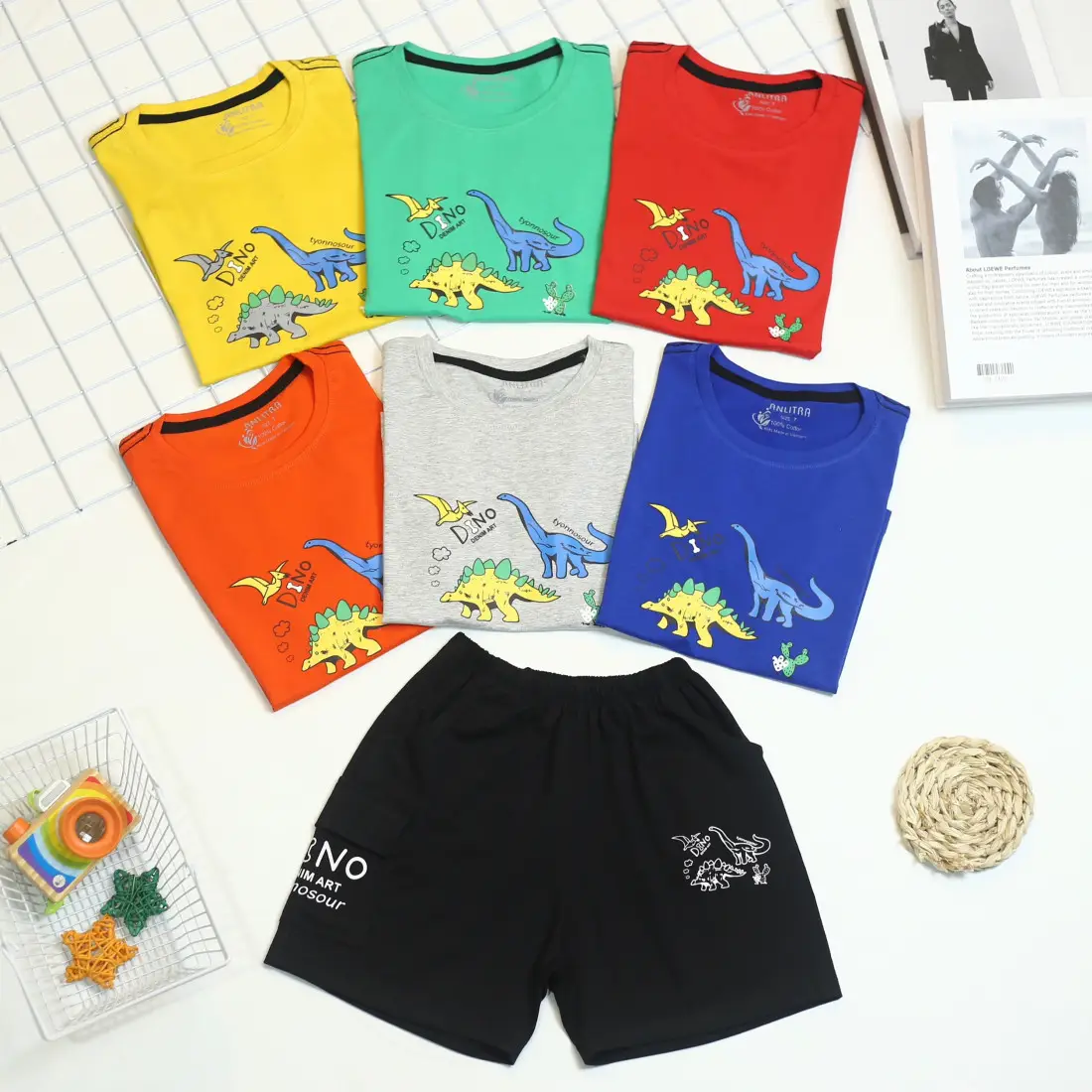 Bộ cotton bé trai cộc tay in hình khủng long-chikids-bán sỉ Bộ cotton bé trai cộc tay in hình khủng long Bộ cotton bé trai cộc tay in hình khủng long-ĐỒ BỘ XUÂN HÈ BÉ TRAI