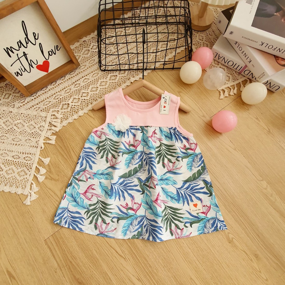 Áo sát nách cotton phối lanh đũi size 6 -10-ÁO ĐŨI-LANH-BOI BÉ  GÁI