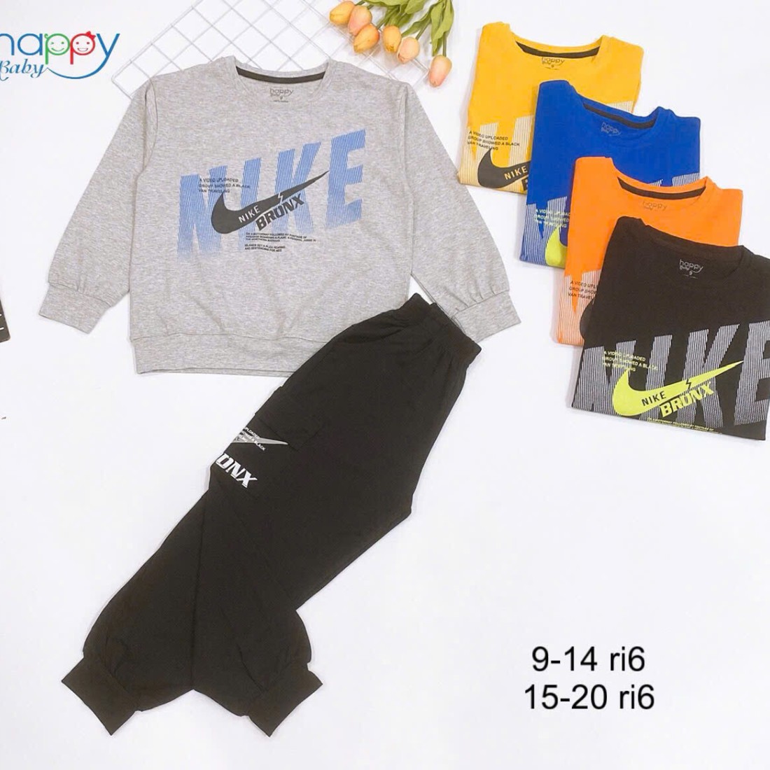 Bộ cotton bé trai dài tay NIKE-BỘ THU ĐÔNG BÉ TRAI