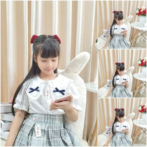 Áo sơ mi trắng học sinh cổ bèo 2 nơ size 7-11-kidsky-bán sỉ Áo sơ mi trắng học sinh cổ bèo 2 nơ size 7-11 Áo sơ mi trắng học sinh cổ bèo 2 nơ size 7-11-ÁO SƠ MI CỘC TAY BÉ GÁI