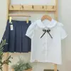 Áo sơ mi trắng ren V ngực size đại size 10 -13-kidsky-bán sỉ Áo sơ mi trắng ren V ngực size đại size 10 -13 Áo sơ mi trắng ren V ngực size đại size 10 -13-ÁO SƠ MI CỘC TAY BÉ GÁI